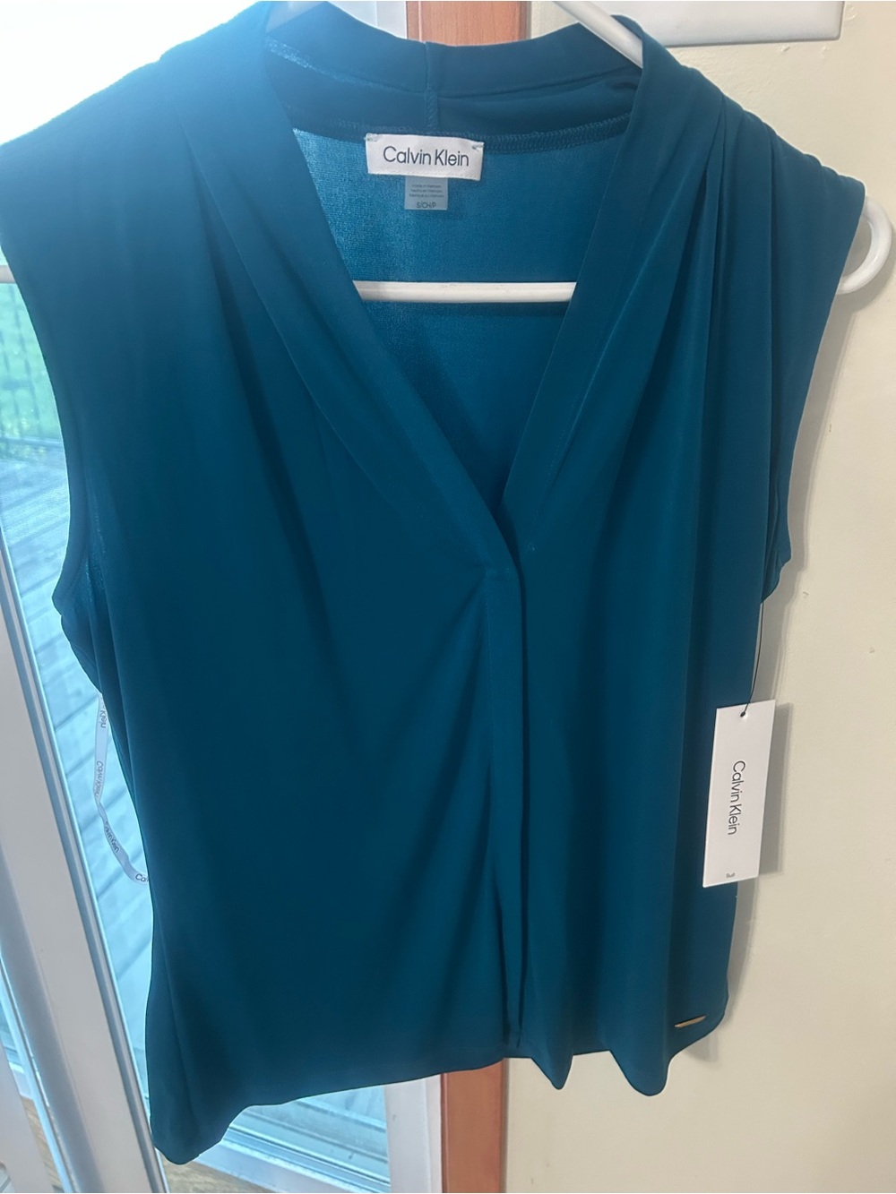 Calvin Klein Teal Sleeveless V-Neck Women's Top size S